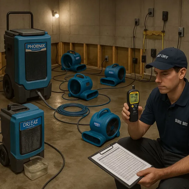 Structural Drying and Dehumidification process in Red Lick, TX